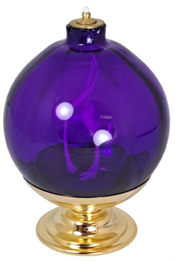 OIL LAMP WITH BASE - PURPLE 16CM